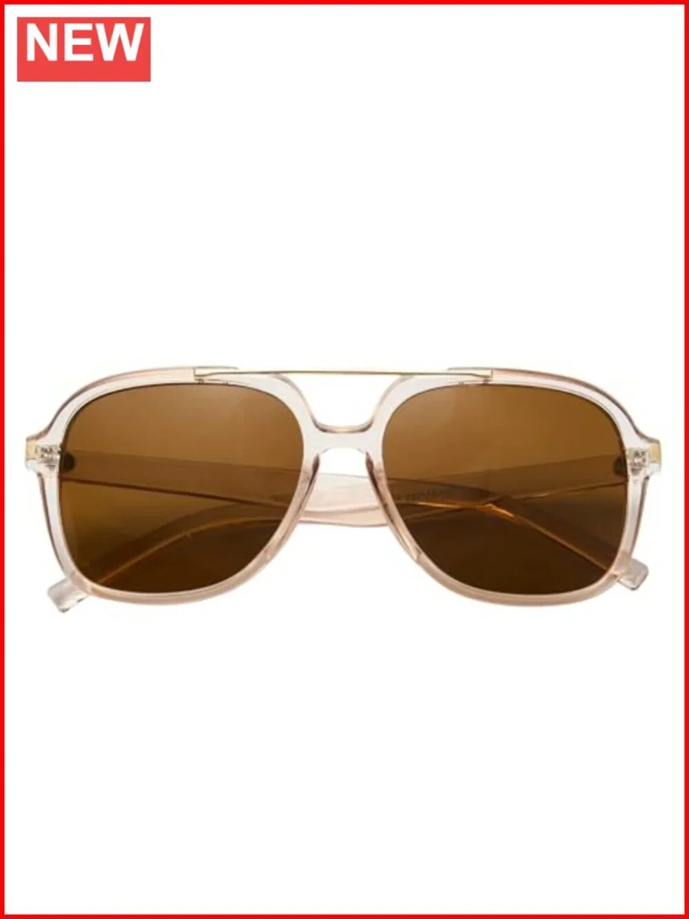 Oversized Aviator Sunglasses with Gold Metal Temples 70s Retro UV400 Protection